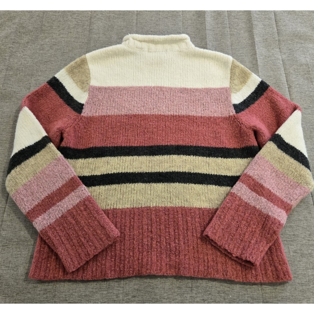 i. e. relaxed Women's Merino Wool Blend Roll Neck Striped Long Sleeve Sweater XL - Picture 4 of 8